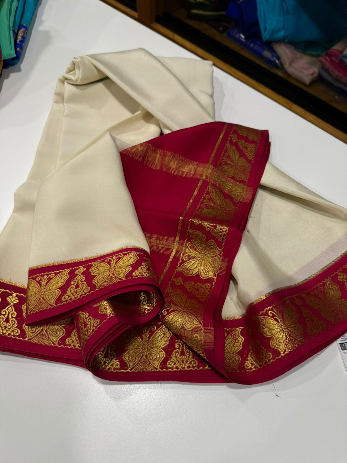 Contrast border Mysore Silks Saress