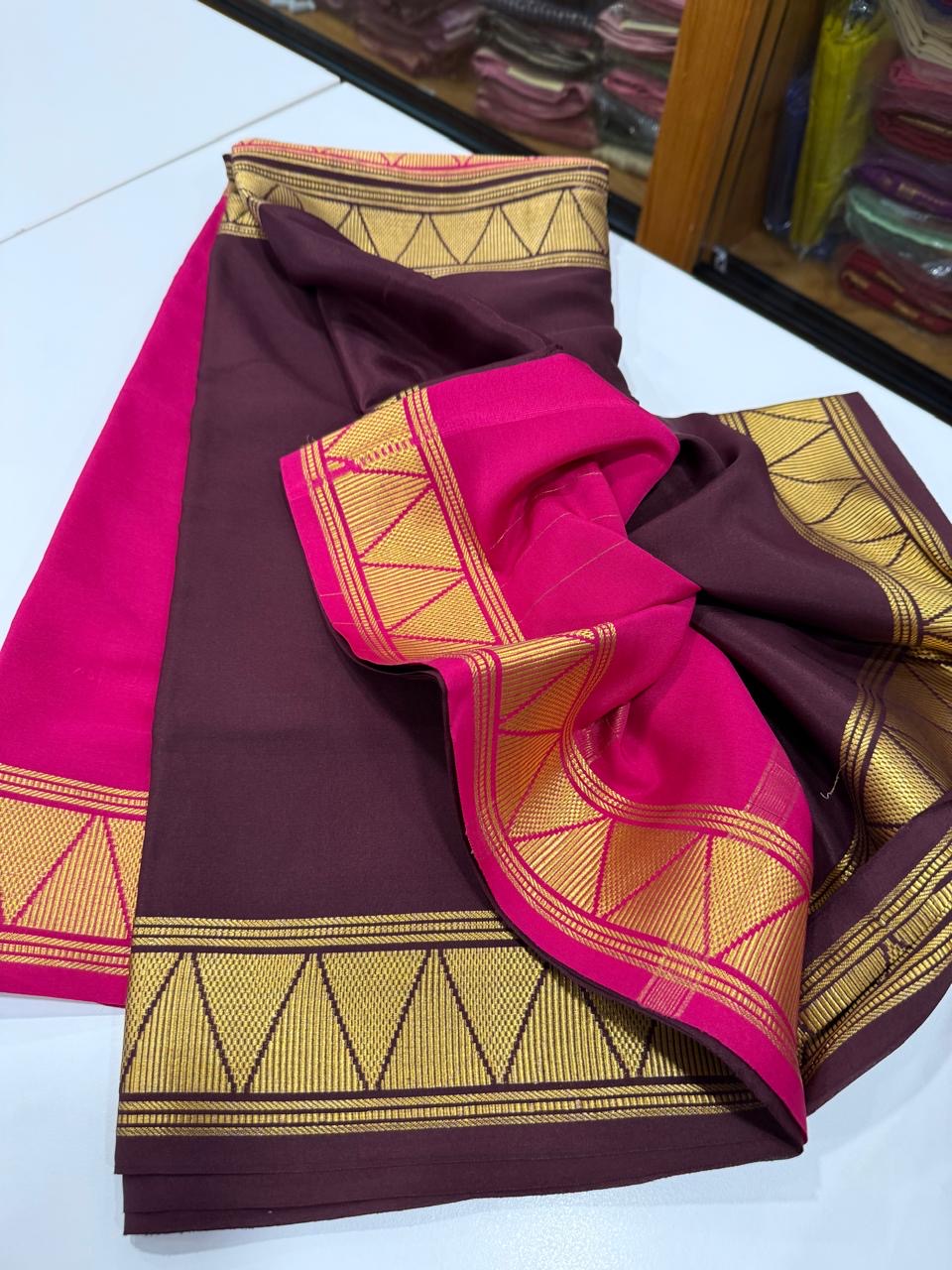 Half n Half pattern Mysore silk Saress