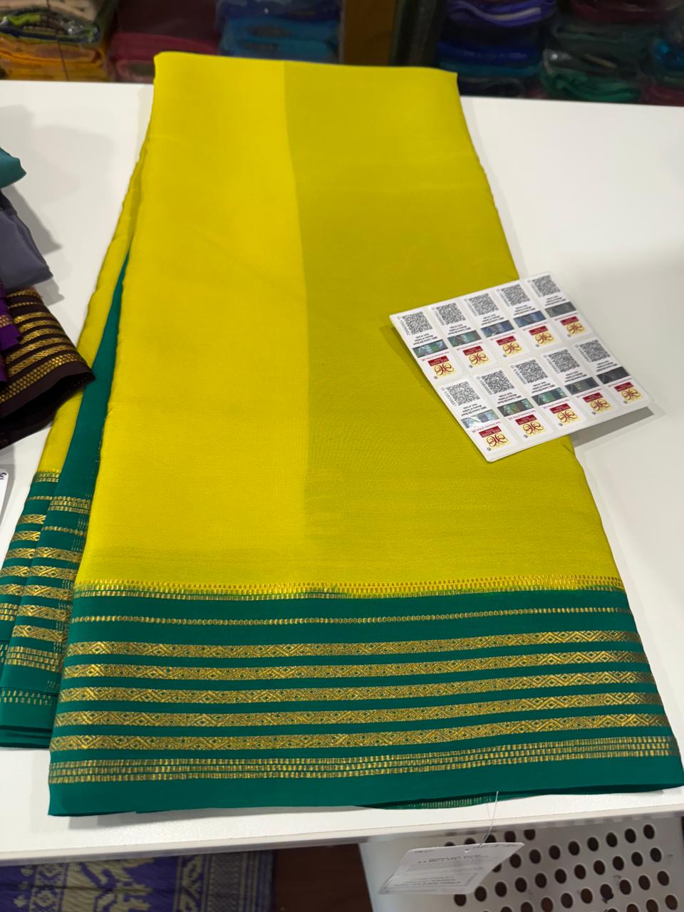 Mysore silk saree gold lace zari pattern
