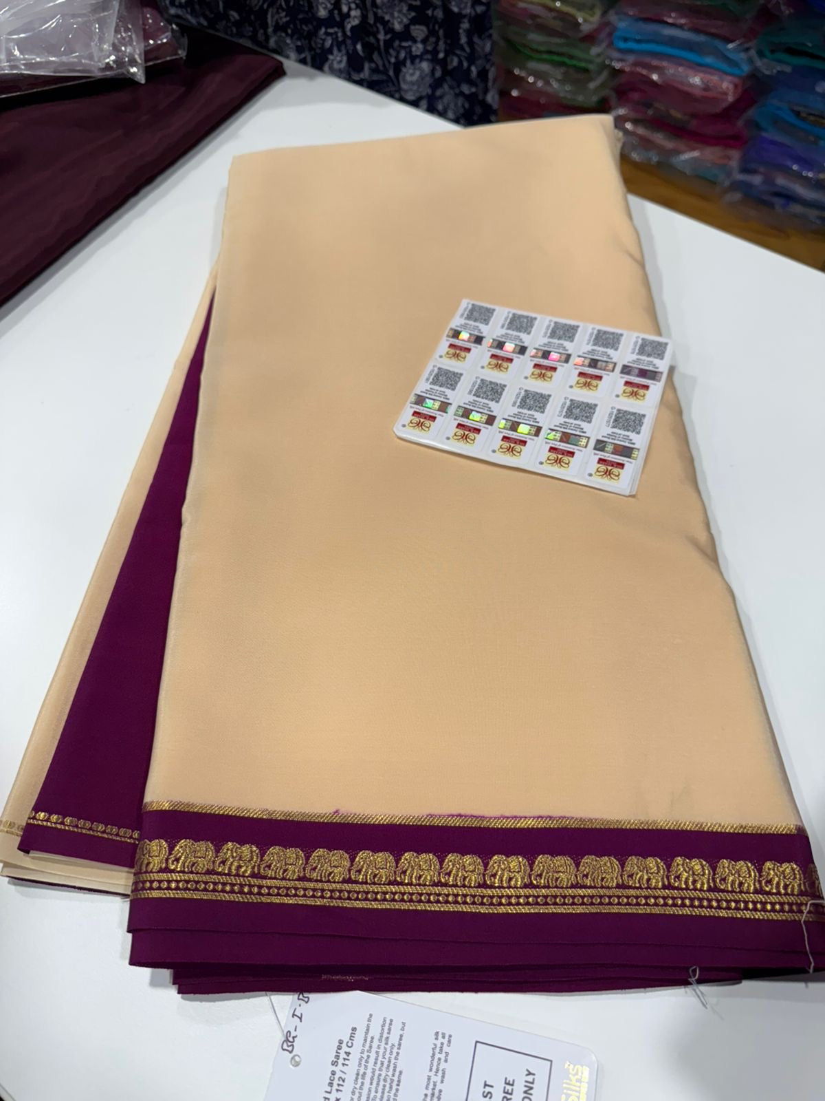 Pure Zari elephant contrast border
