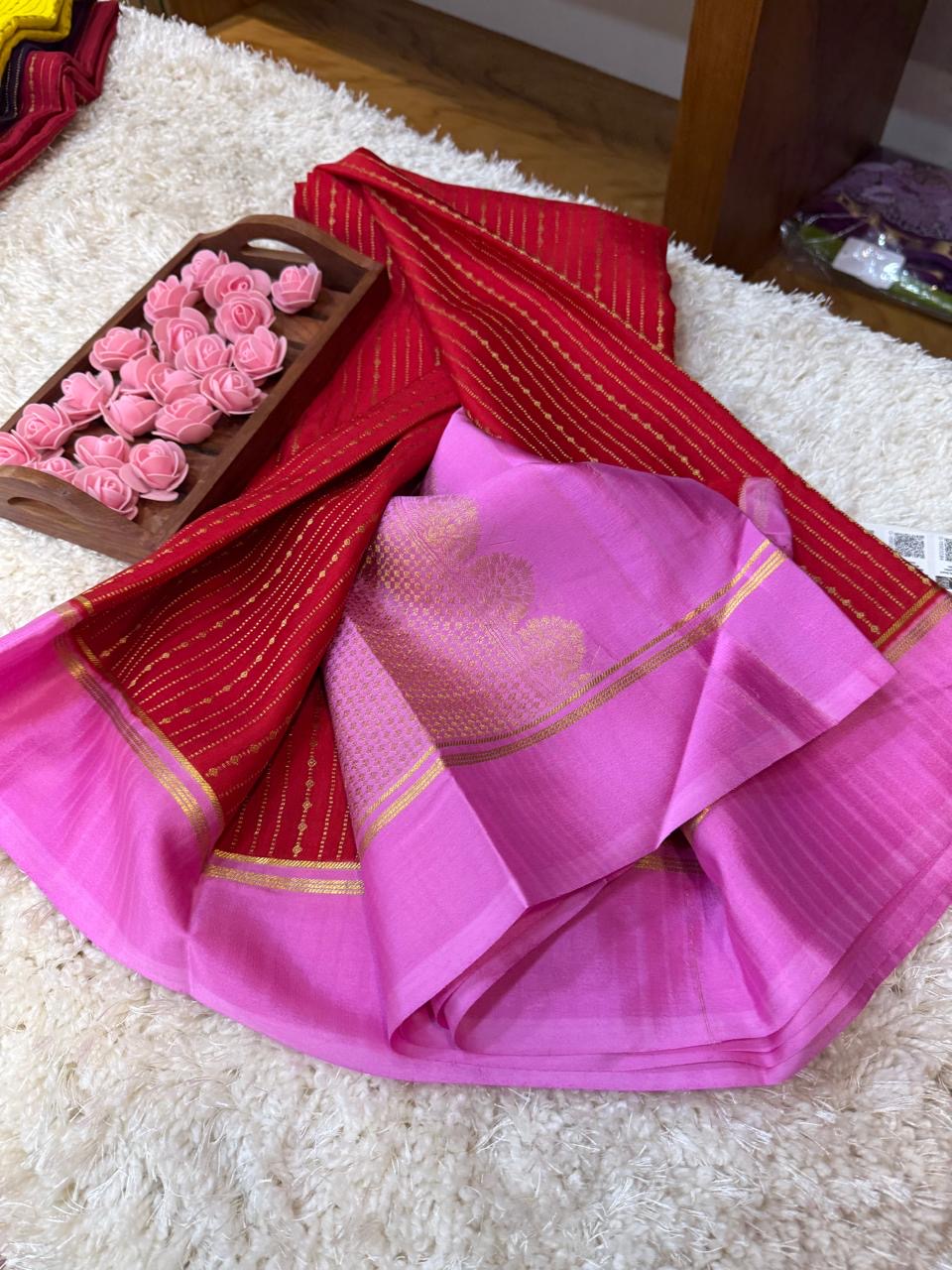 Mysore silk sarees contrast pattern