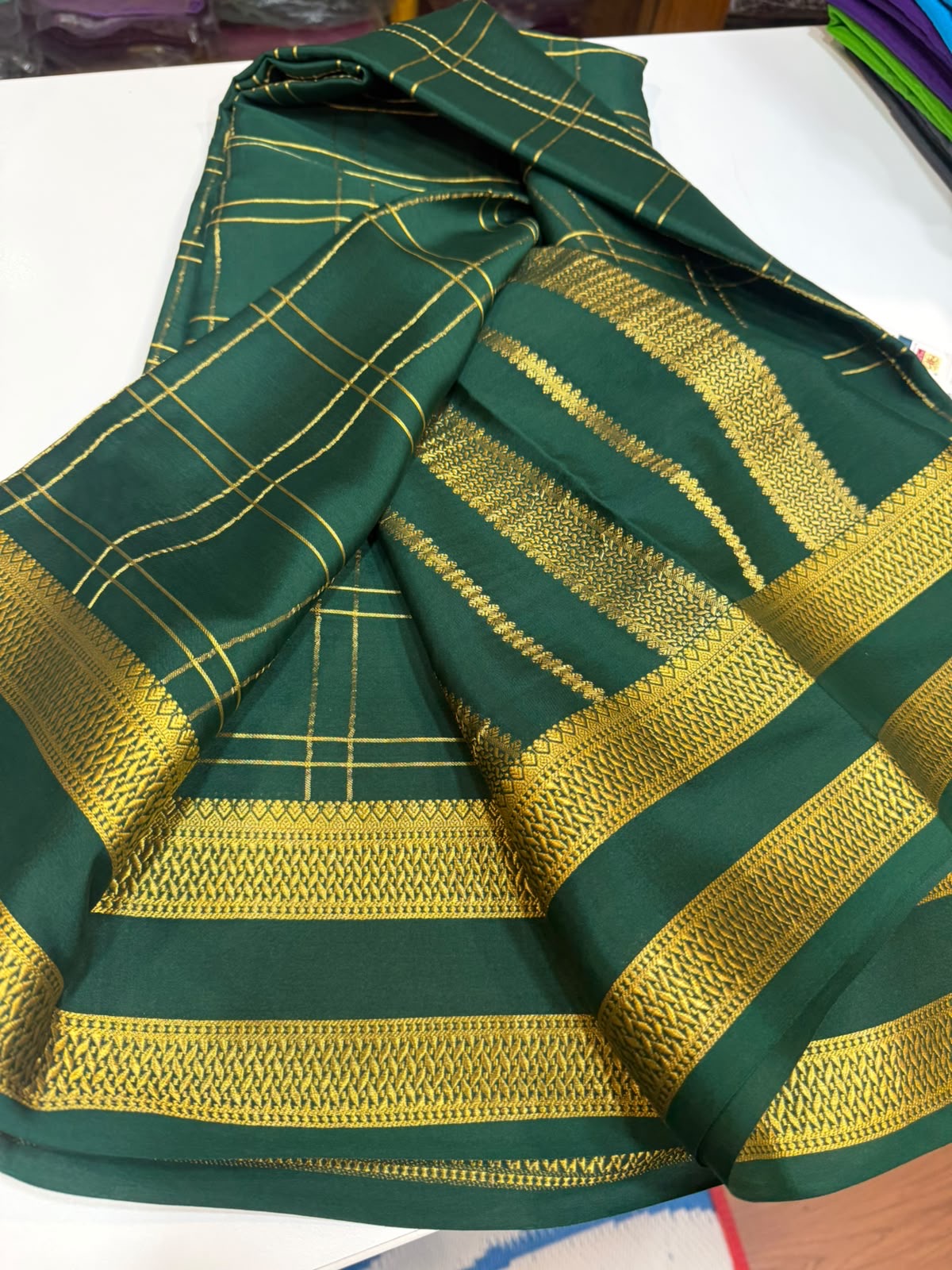 Mysore silk sarees self checks pattern