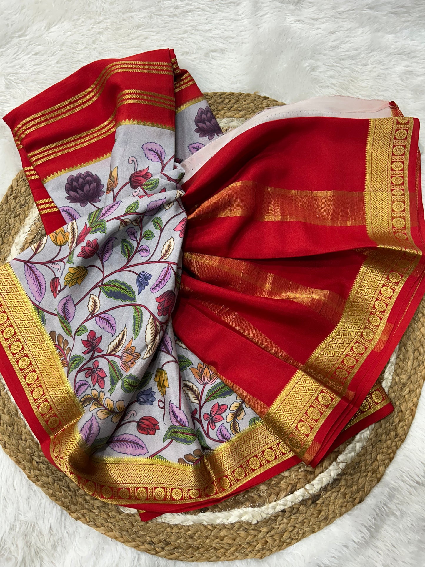 Printed Mysore silk saree