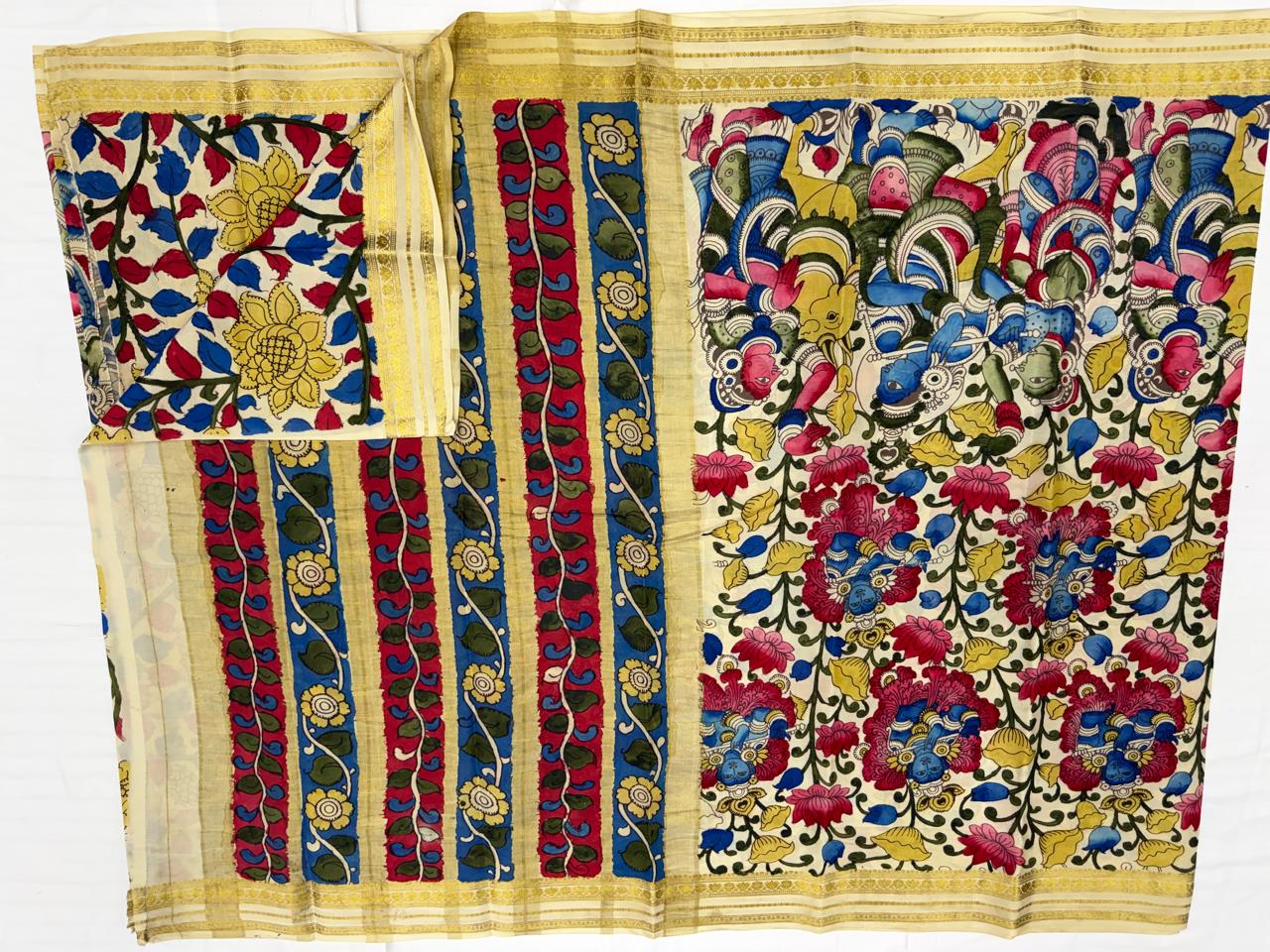 Pen Kalamkari Mysore Silk Sarees