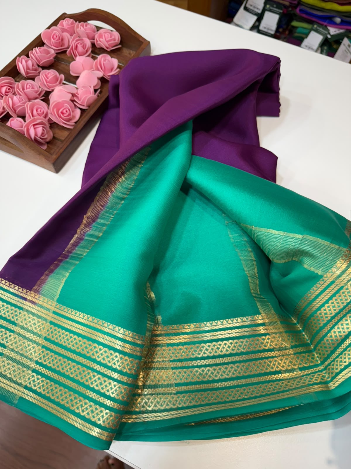 Mysore silk sarees light weight pattern