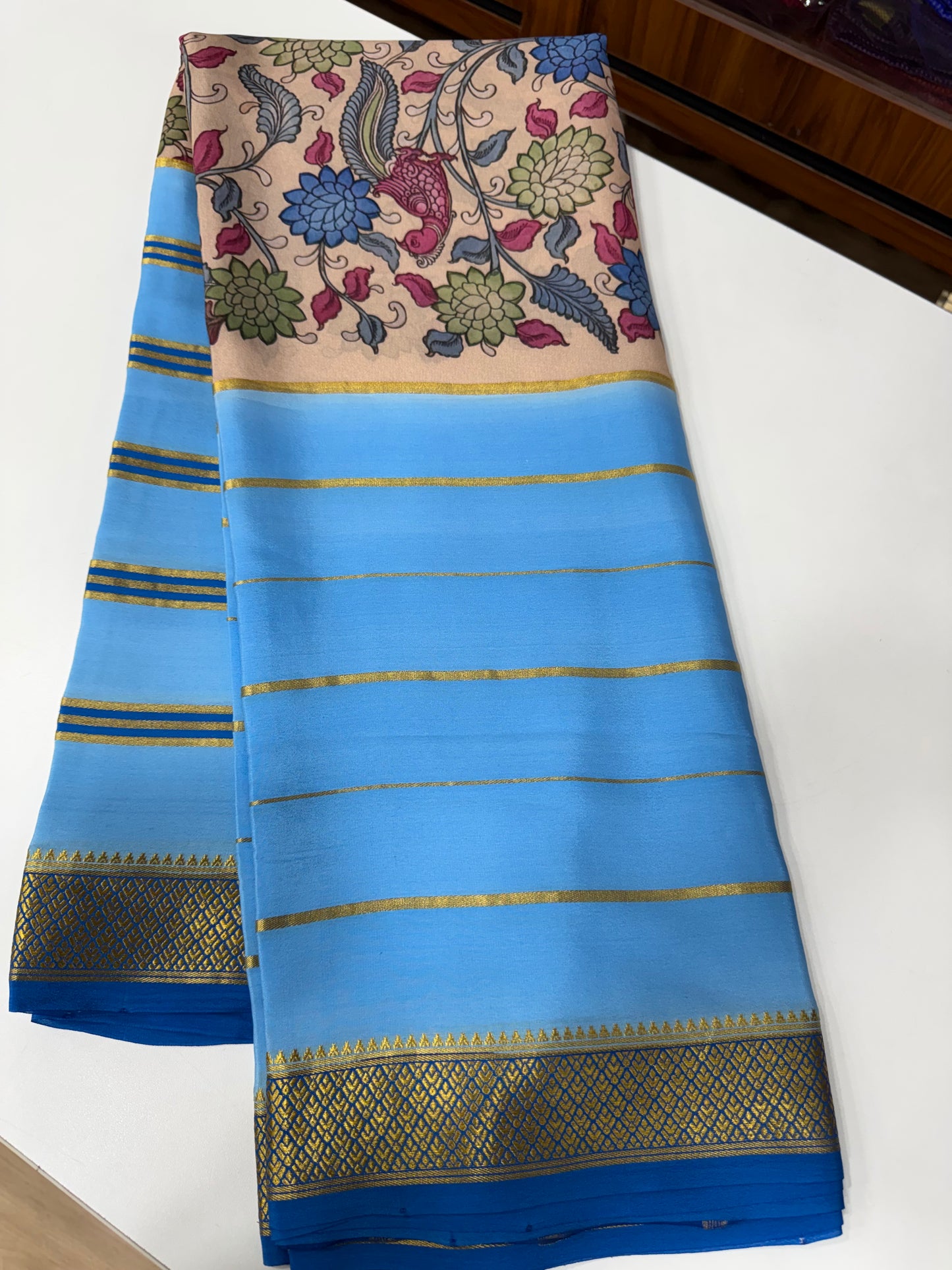Printed Mysore silk saree