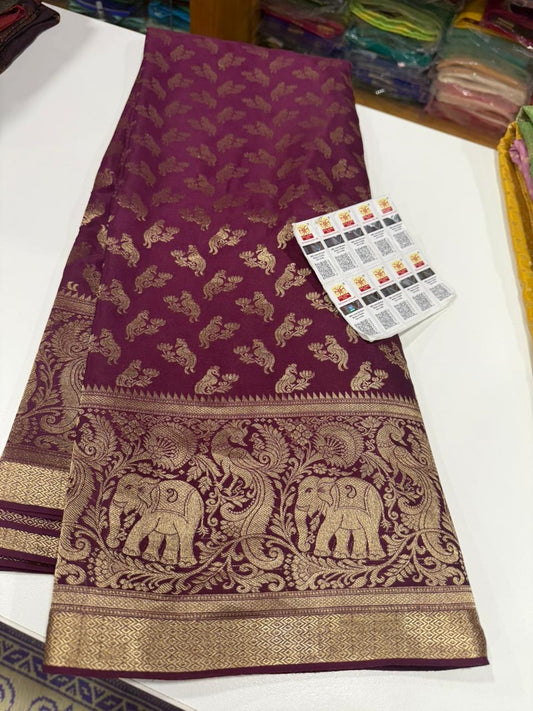 Mysore silk sarees with Beautiful Silk brocade fabric with zari