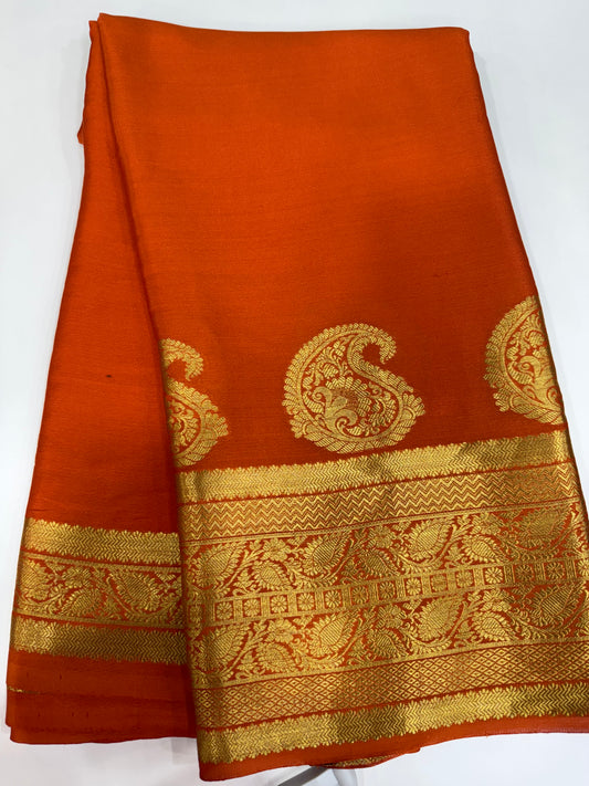 Mango motif peacock border with rich pallu