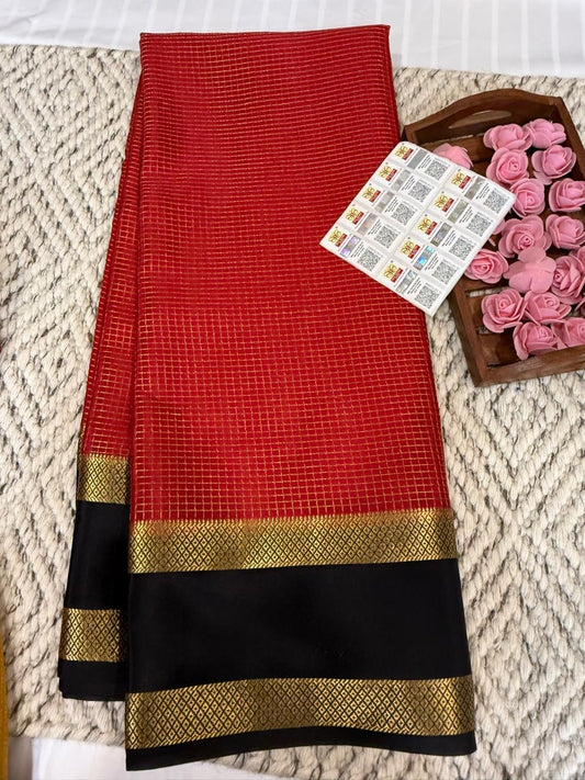 Mysore silk sarees checks pattern