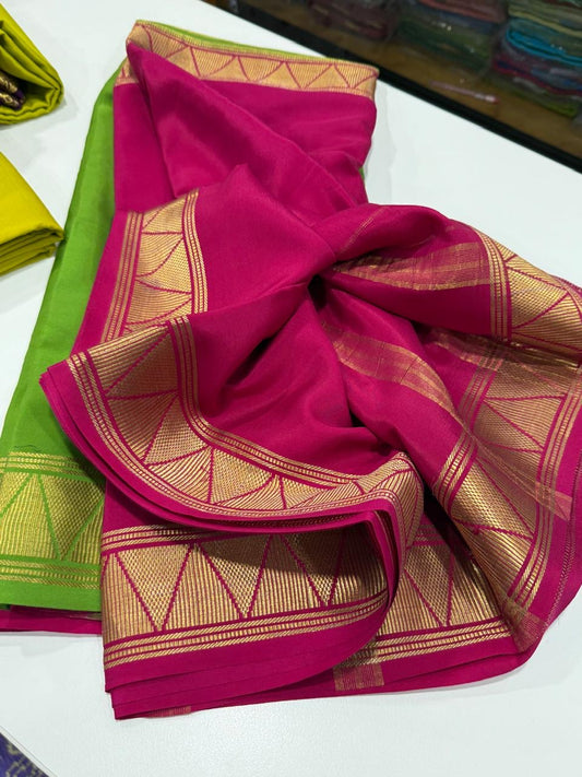 Mysore silk saree half and half pattern