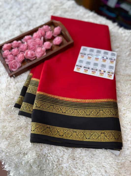 Mysore silk sarees contrast pattern