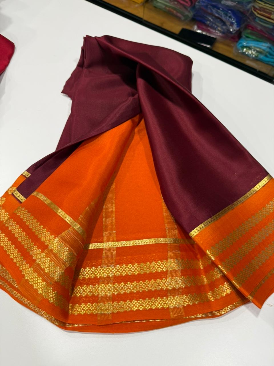 Mysore silk sarees contrast pattern