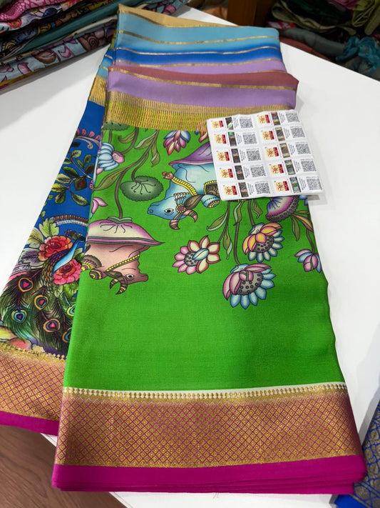 😍Digital print mysore silk sarees 😍