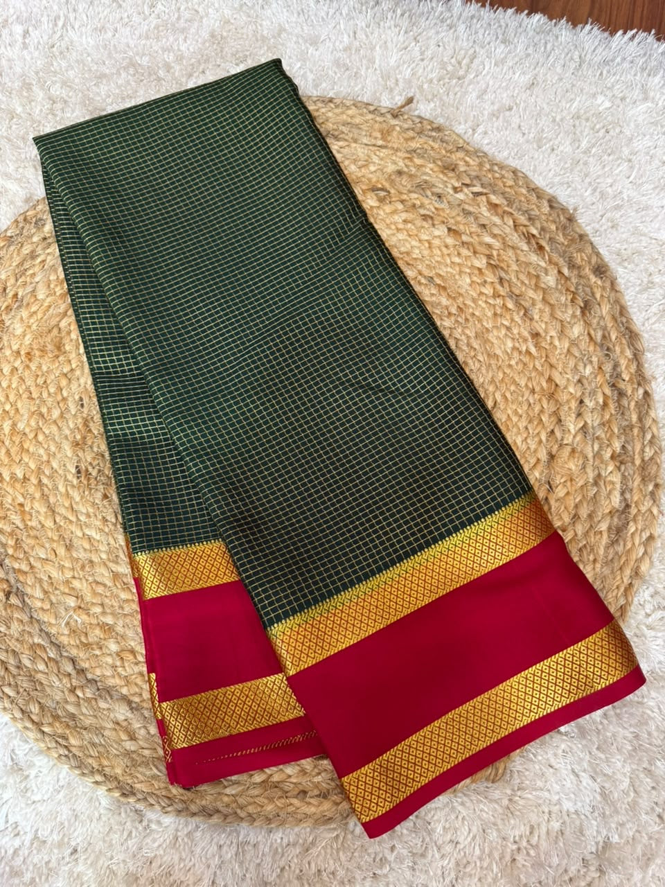 Mysore silk sarees checks pattern