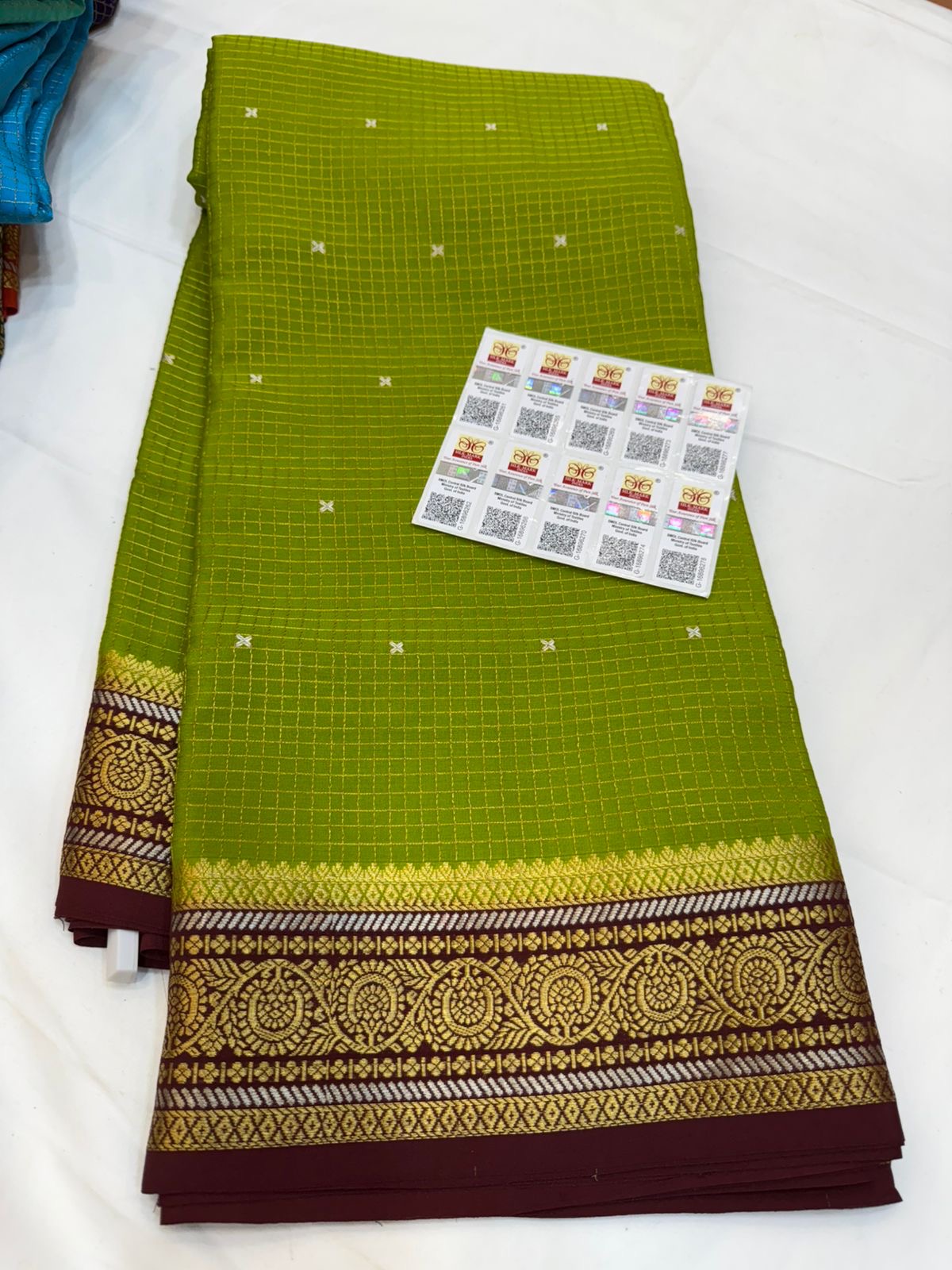 Mysore silk sarees checks pattern