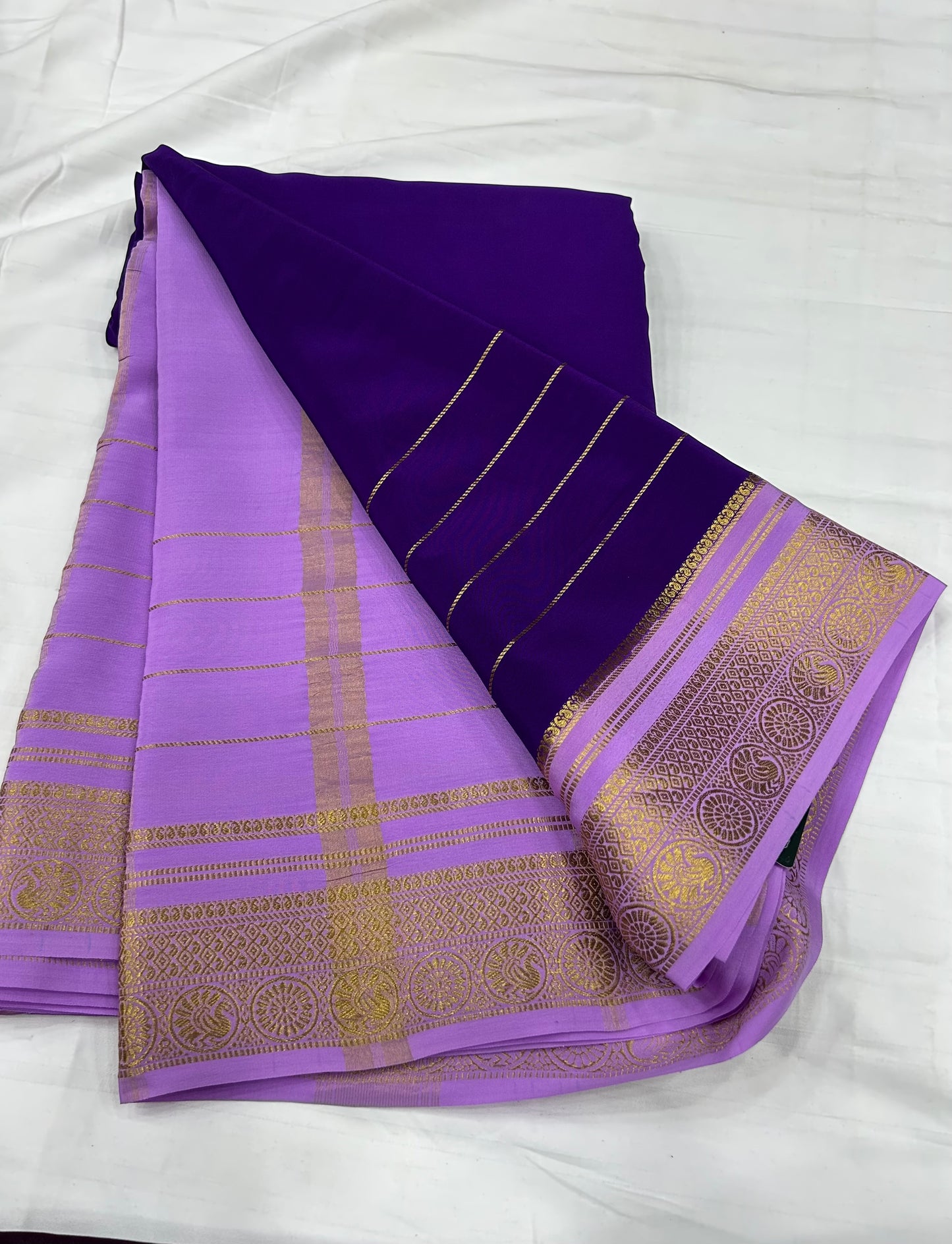 Gold lace Mysore silk saree