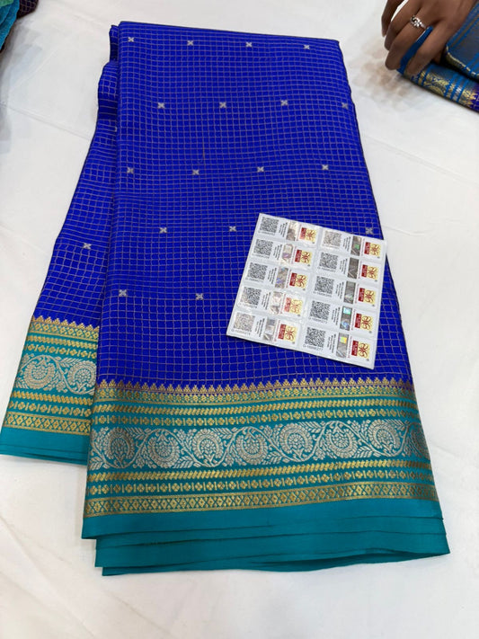 Mysore silk sarees checks pattern