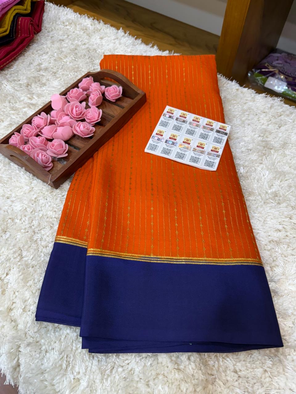 Mysore silk sarees contrast pattern