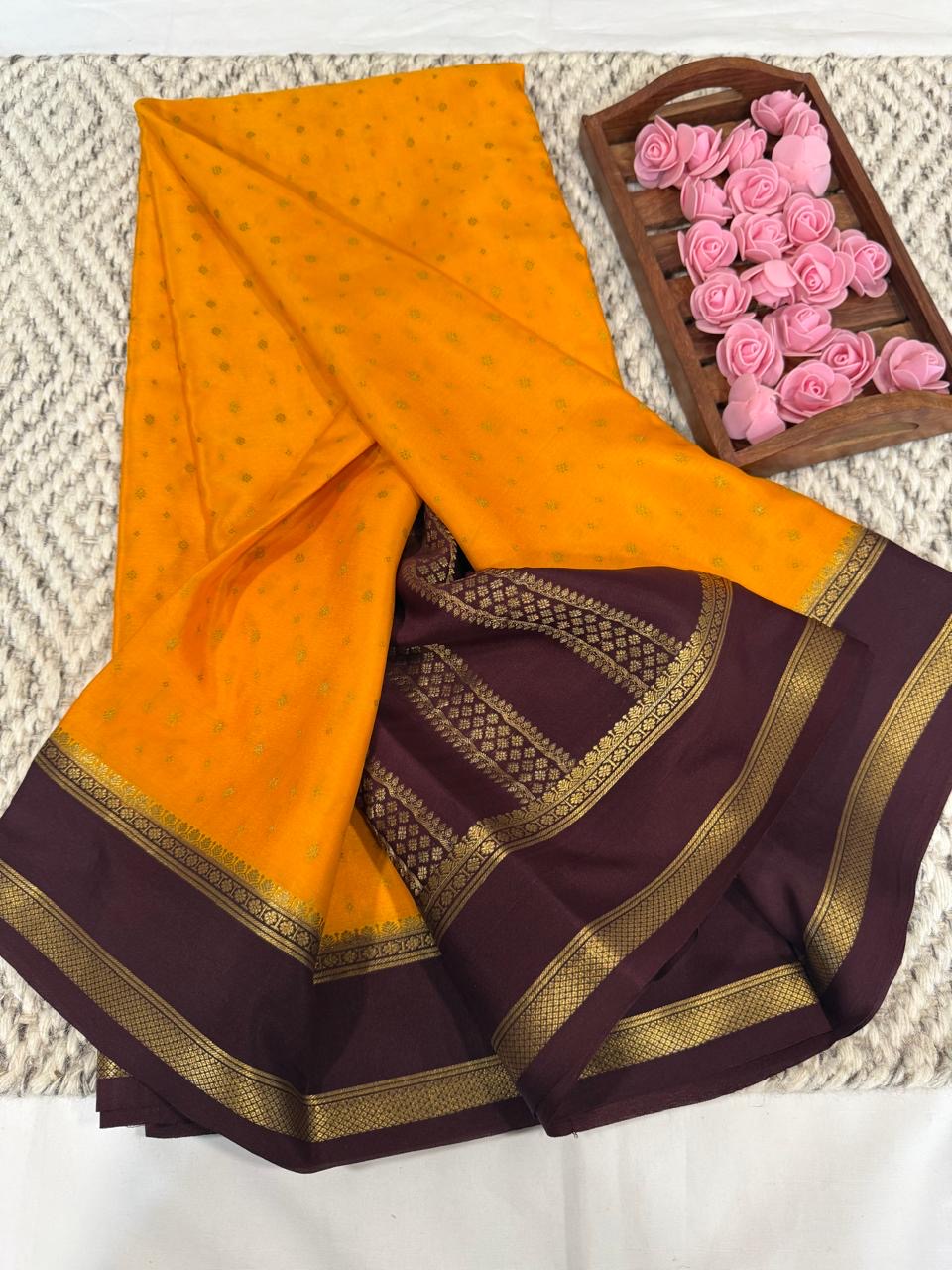 Mysore silk sarees contrast pattern