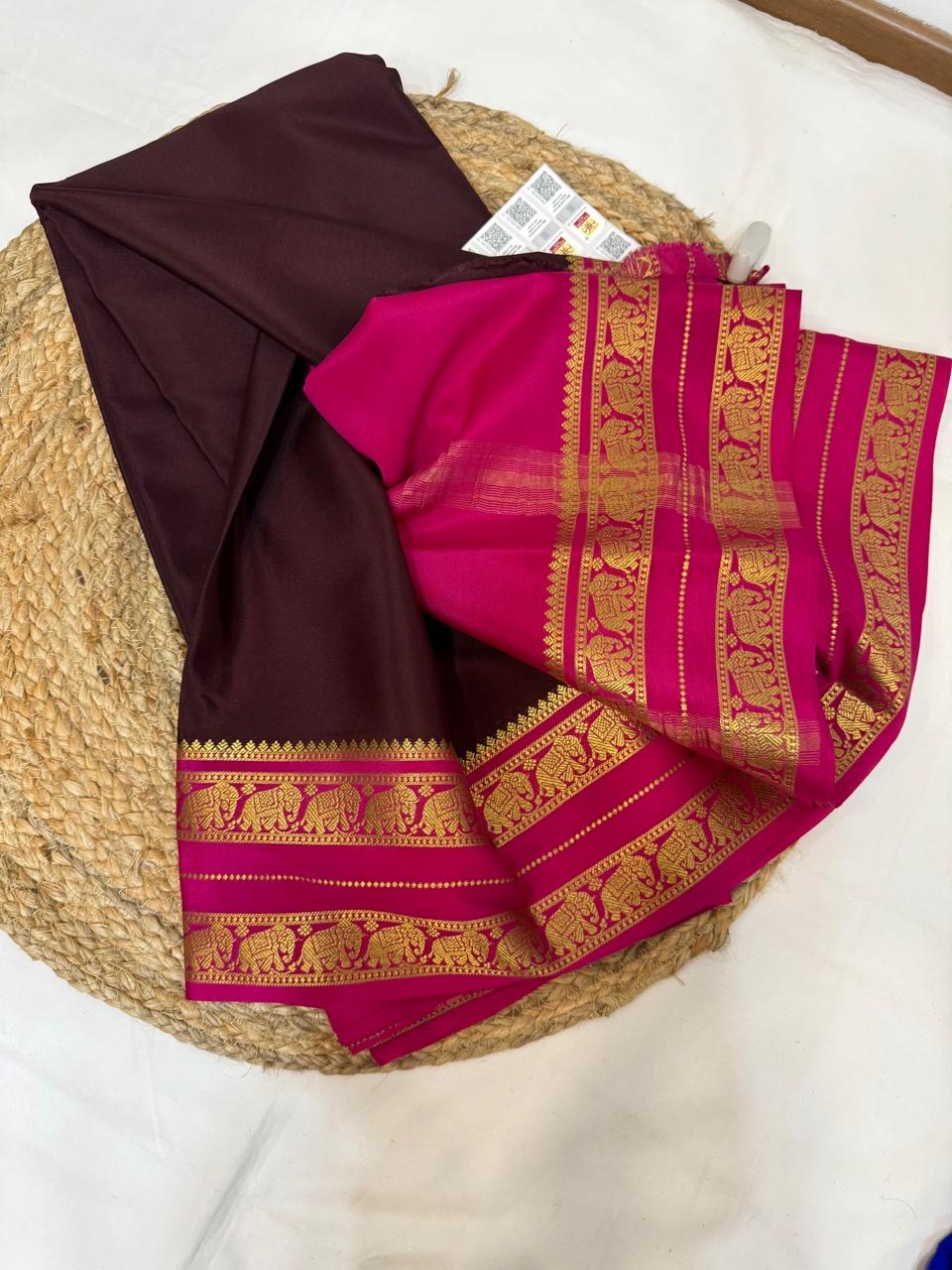 Mysore silk sarees contrast pattern