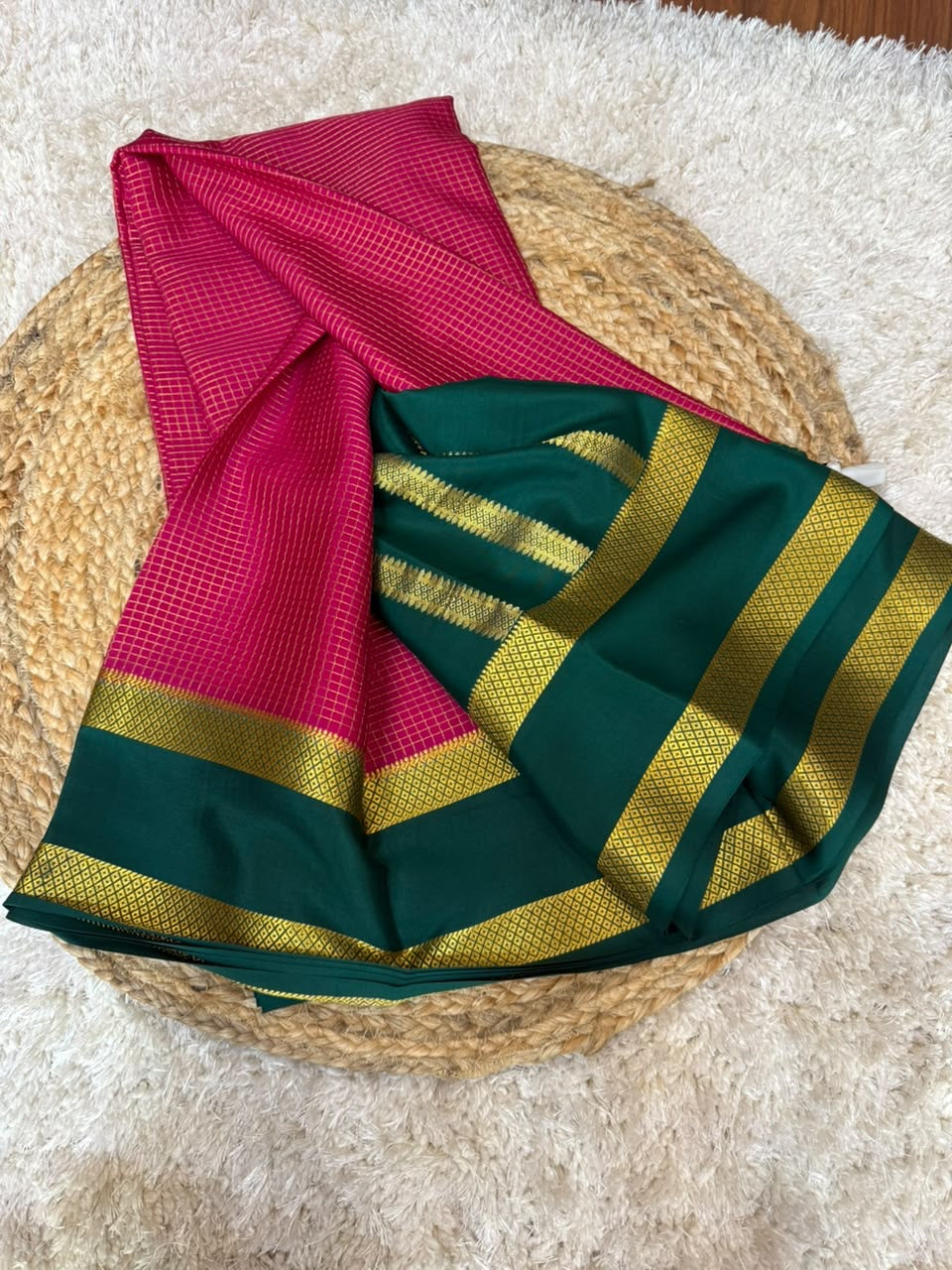 Mysore silk sarees checks pattern