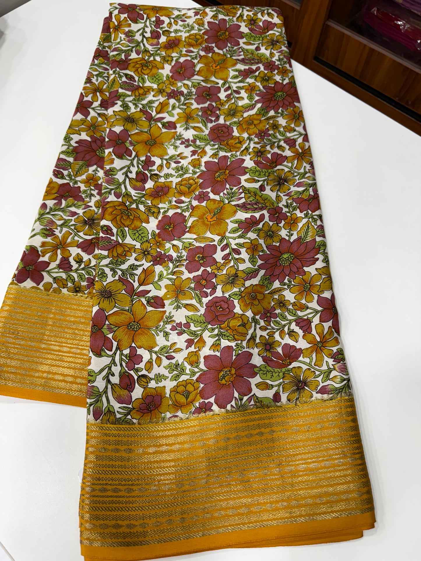 Printed Mysore silk saree