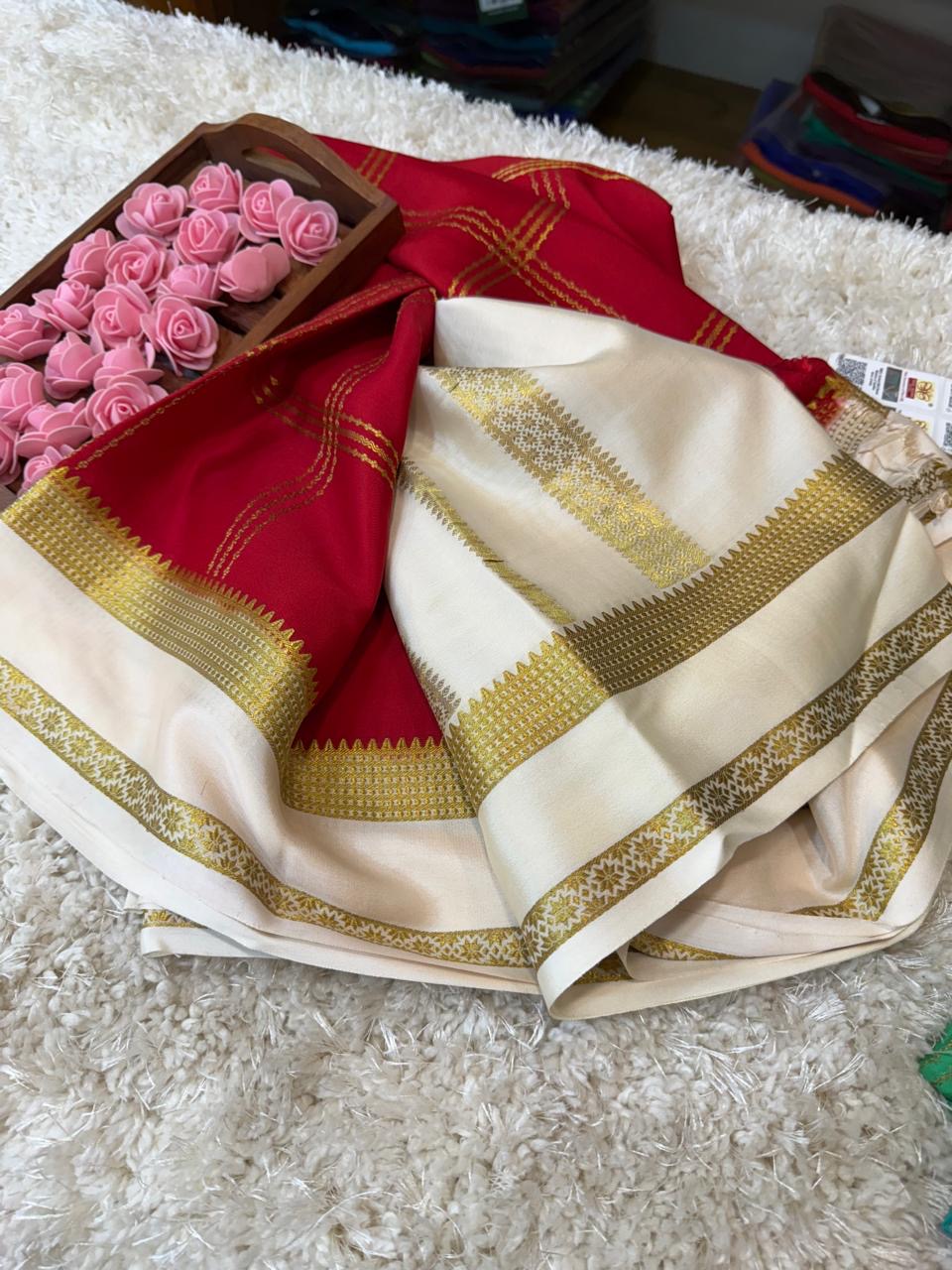 Mysore silk sarees contrast pattern