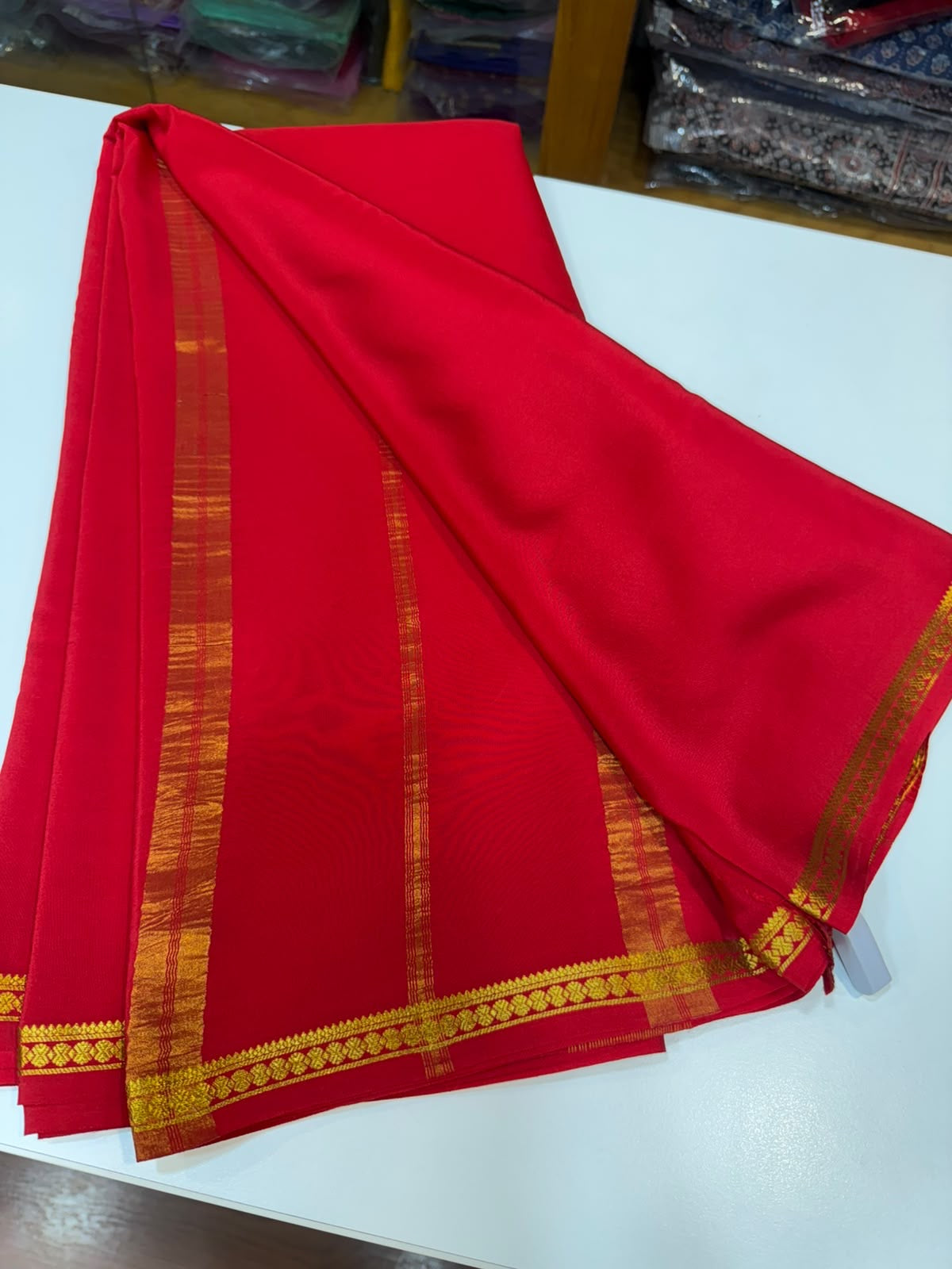 Mysore silk sarees gold lace pattern