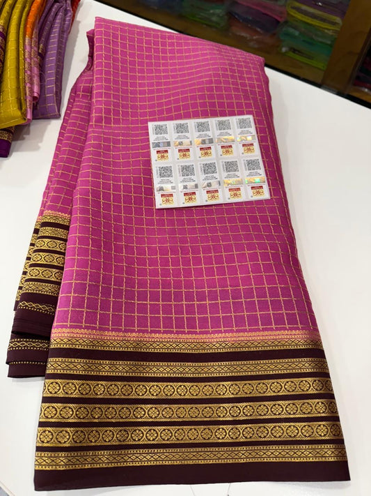 Mysore silk sarees checks contrast