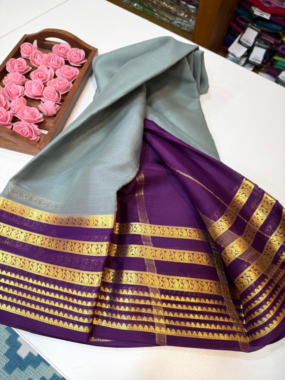 Mysore silk sarees light weight pattern