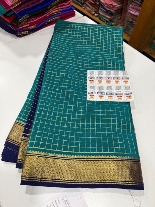 Mysore silk sarees golden lace pattern