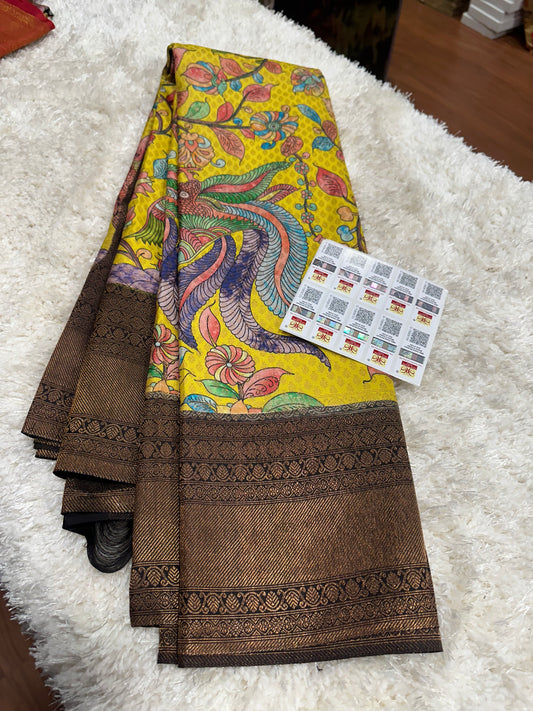 Pure digital print Kanjivaram silk sarees