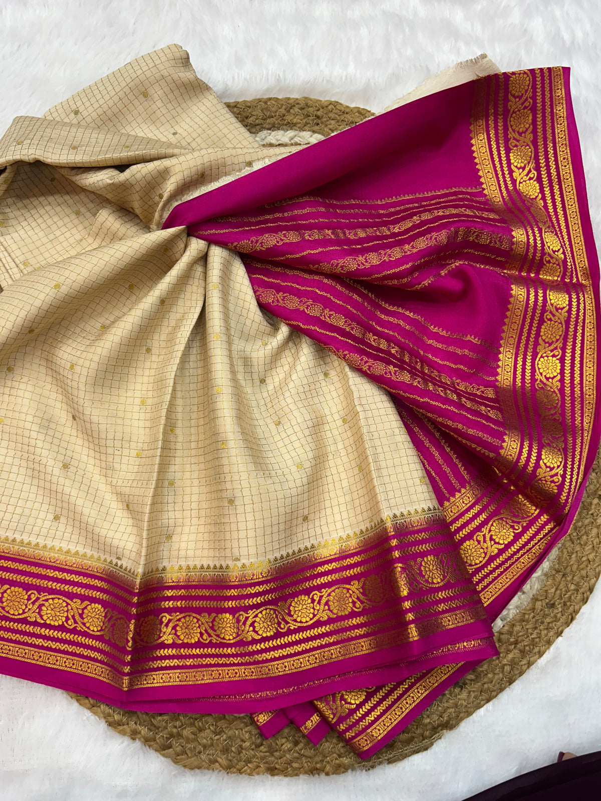 Mysore silk contrast checks