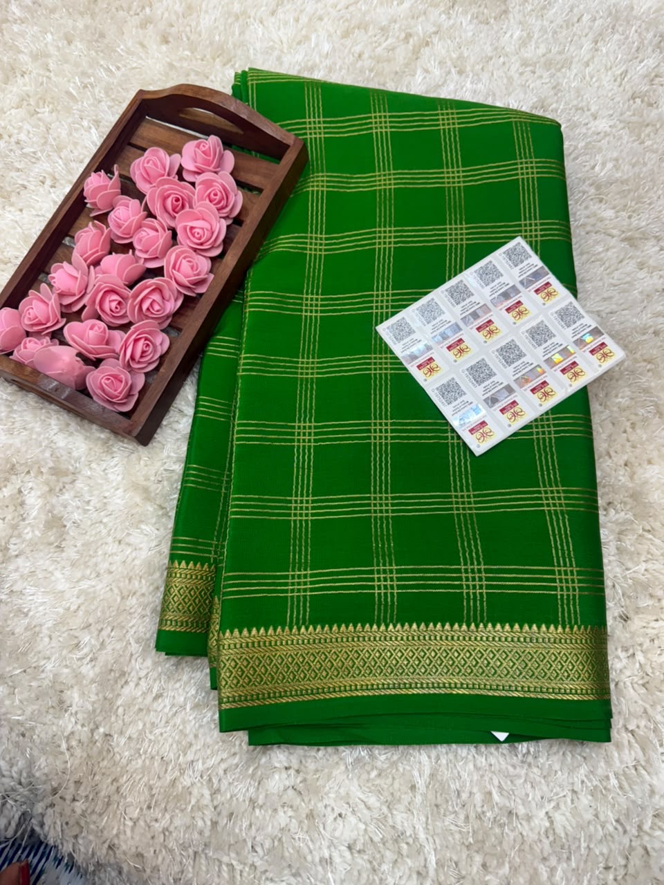 Mysore silk sarees checks pattern