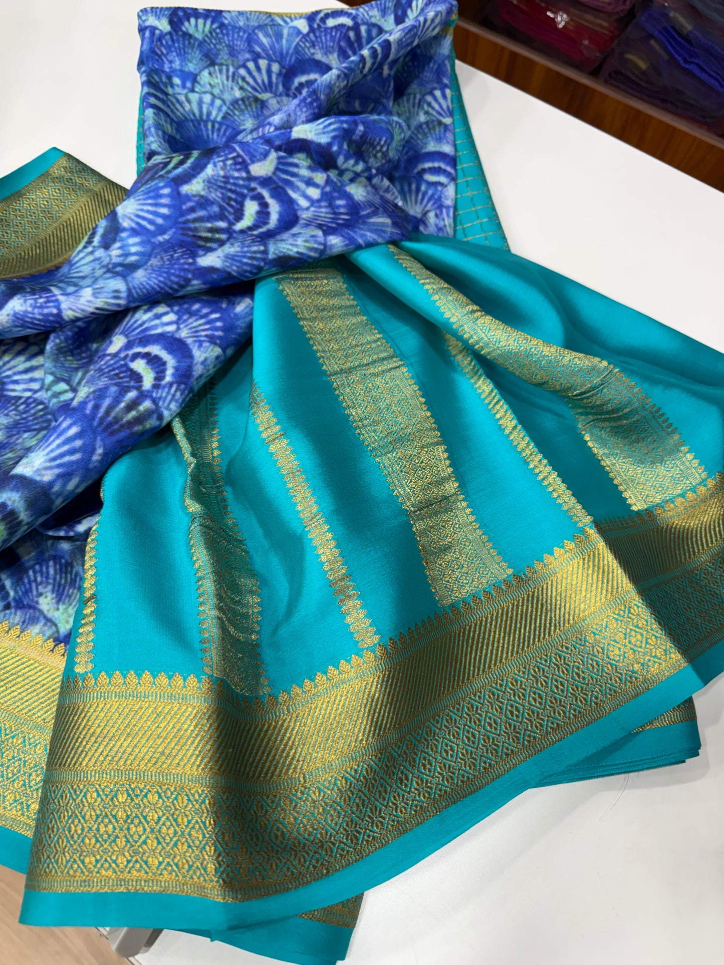 Printed Mysore silk saree