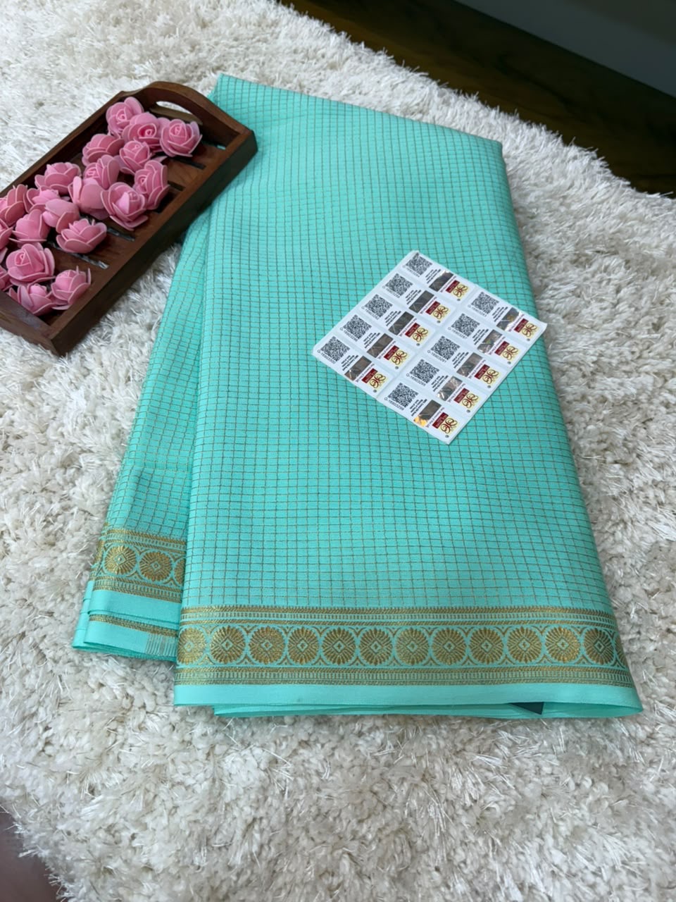 Mysore silk sarees self checks pattern