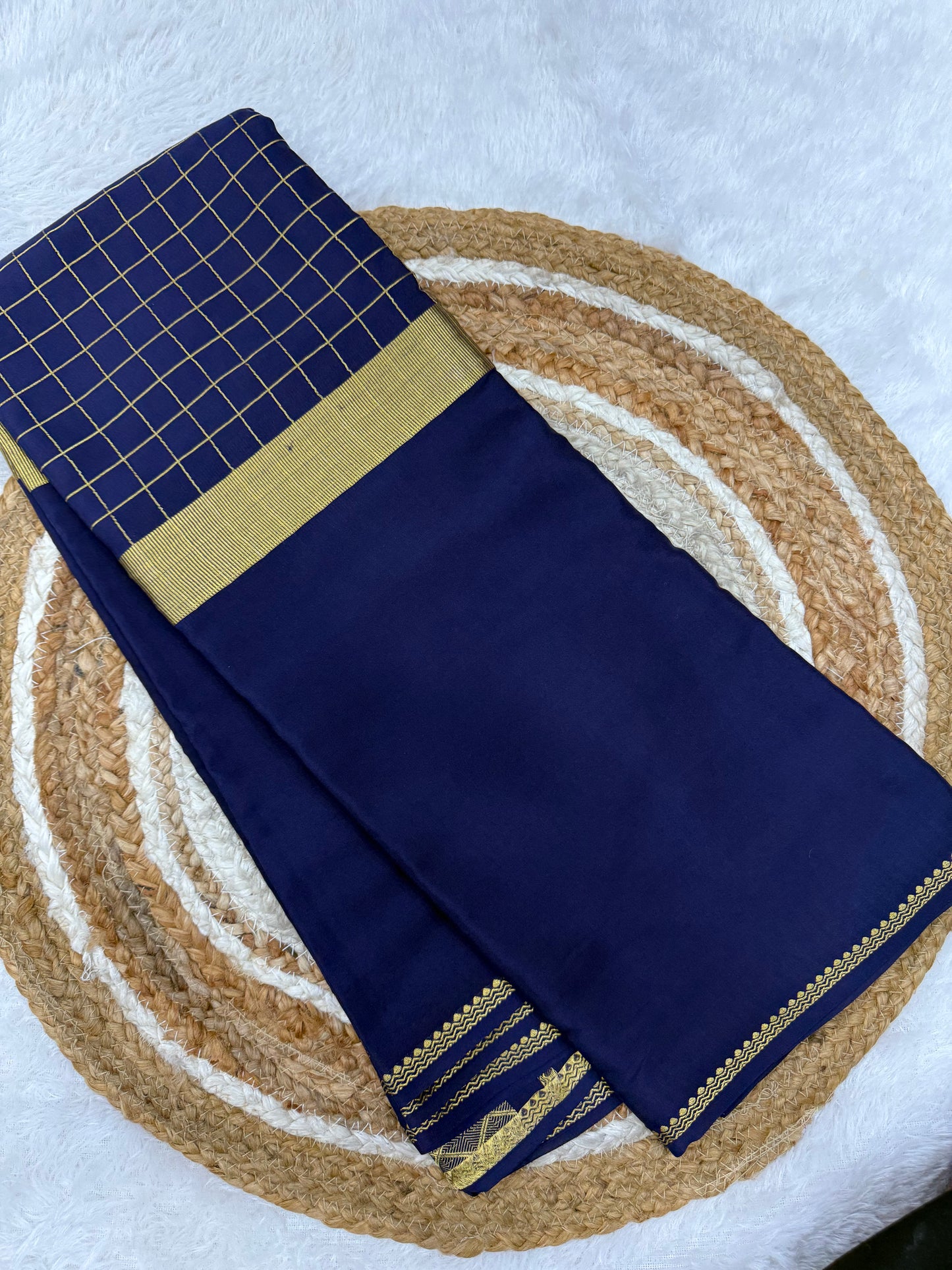 Mysore silk self center checks