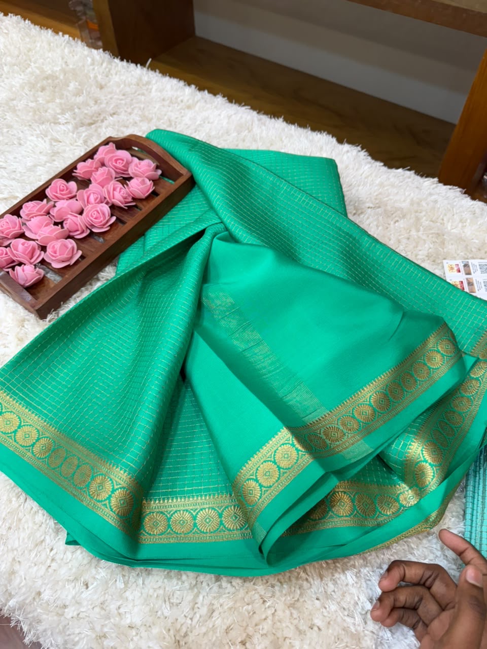 Mysore silk sarees self checks pattern