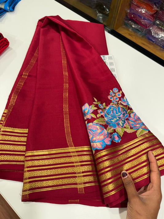❤️ Embroidery n Cutwork Mysore silk sarees ❤️