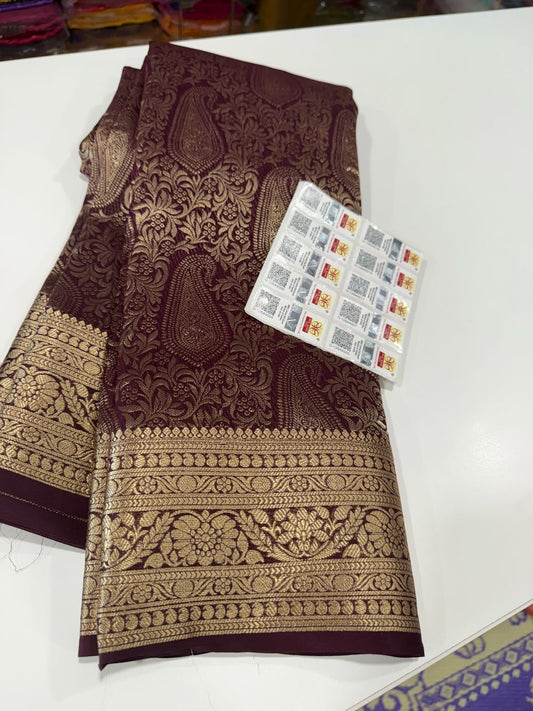 Beautiful Silk brocade fabric with zari weaving