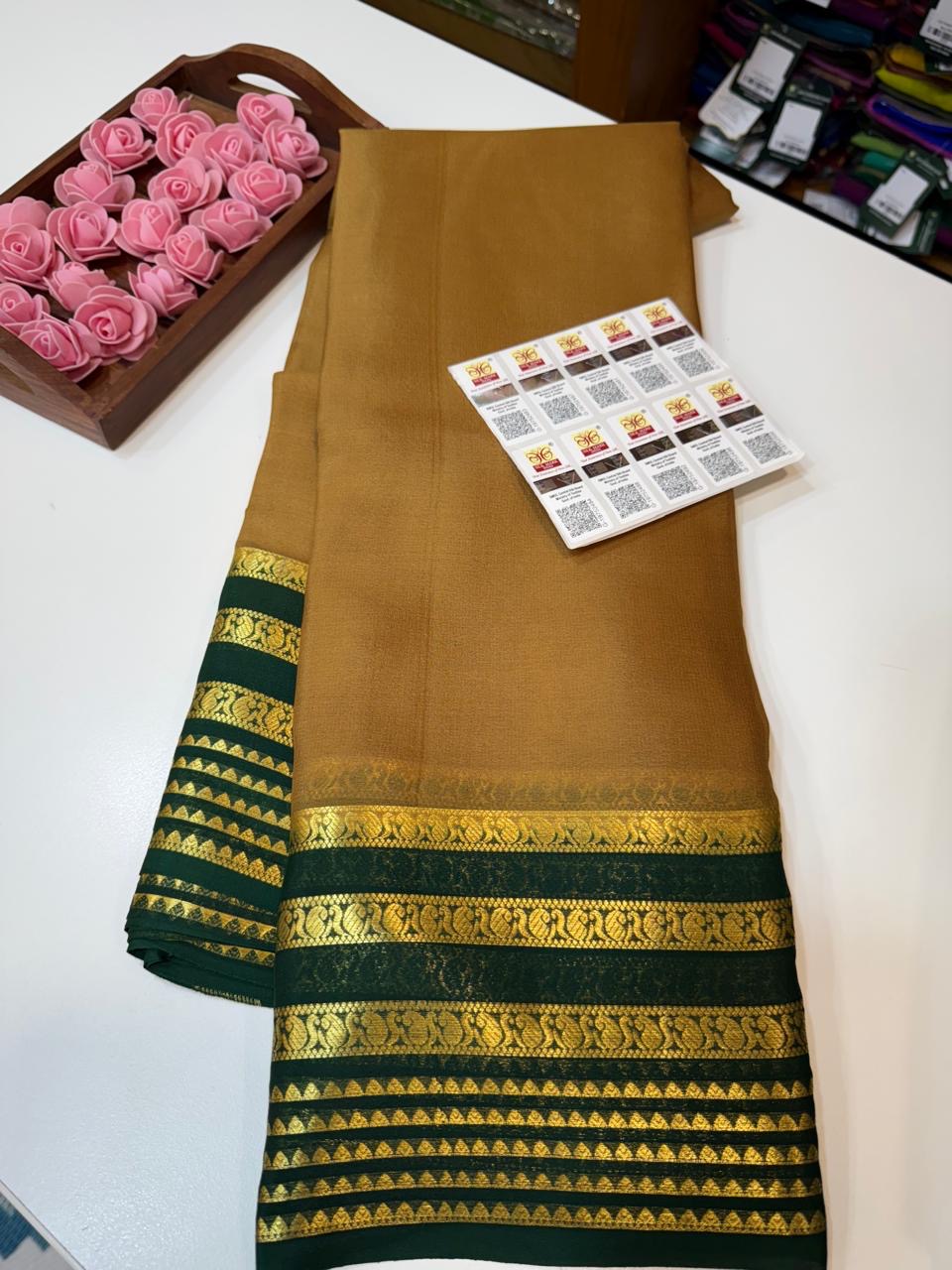 Mysore silk sarees light weight pattern