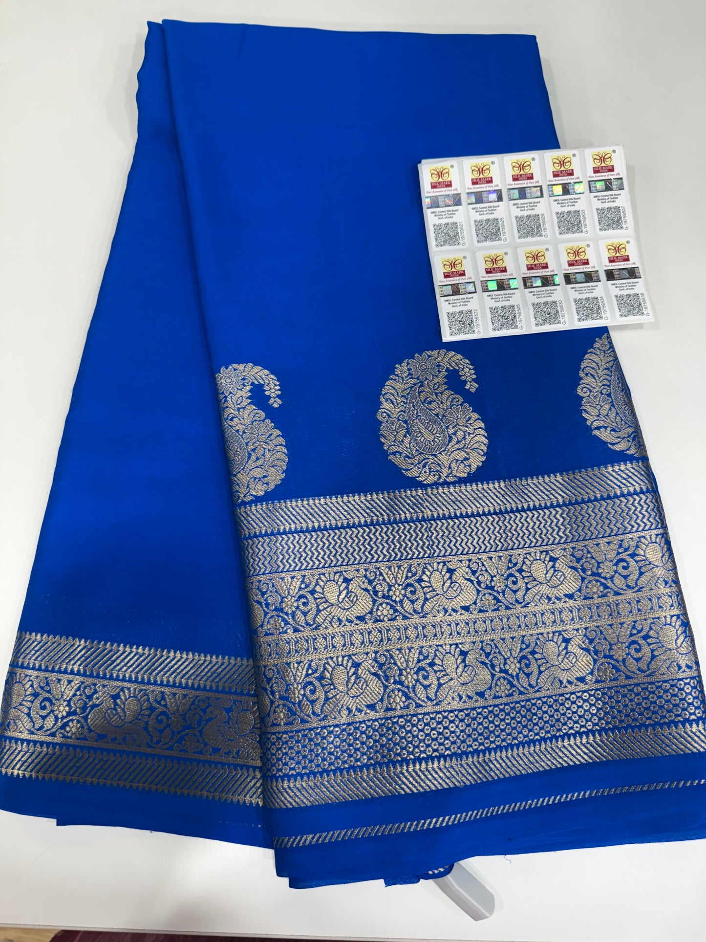 Mango motif peacock border with rich pallu