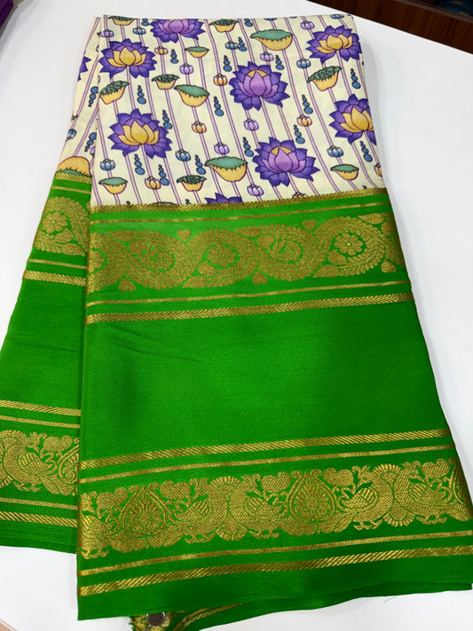 Printed Mysore silk saree