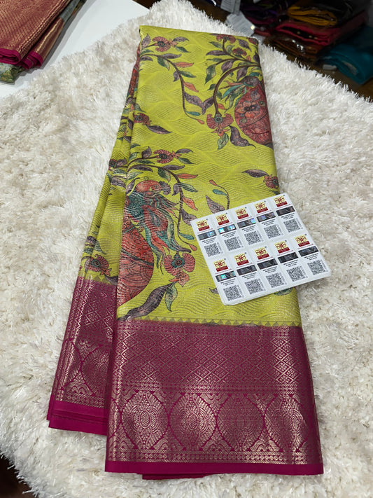 Pure digital print Kanjivaram silk sarees