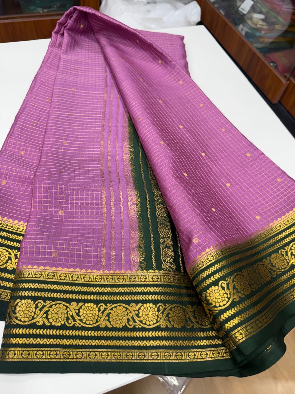Mysore silk sarees contrast checks
