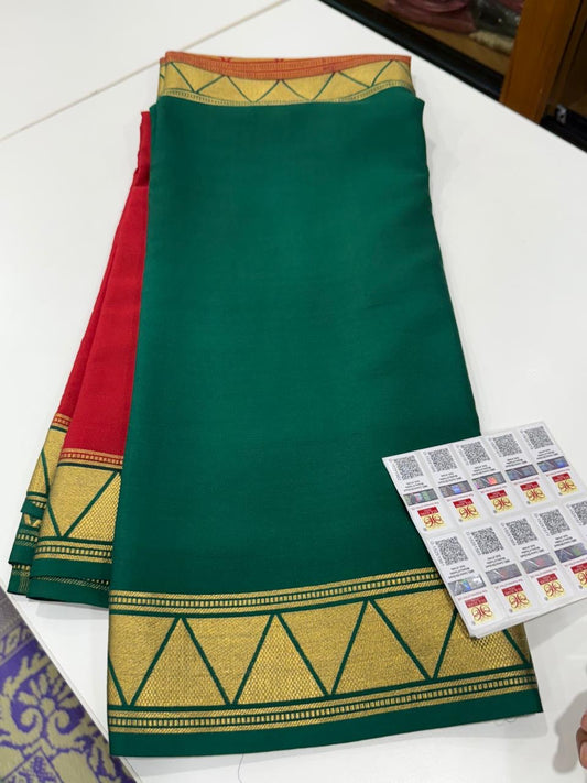 Half n Half pattern Mysore silk Saress