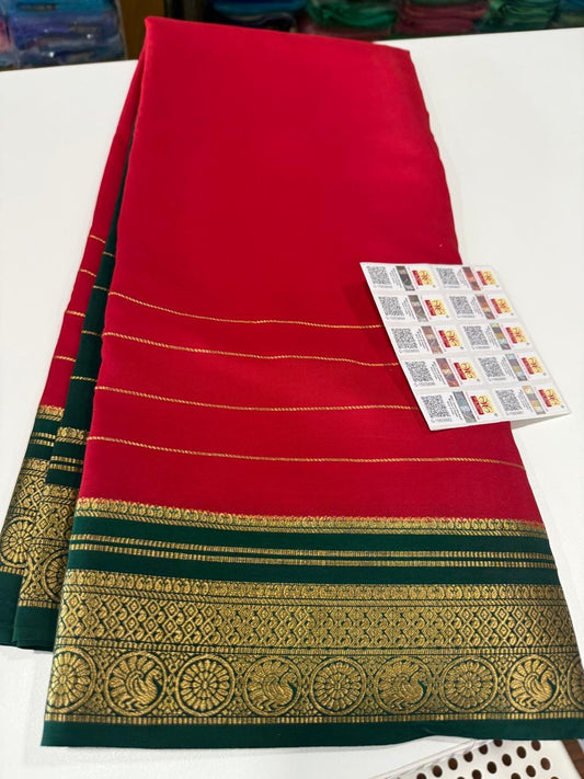 Mysore silk saree gold lace zari pattern