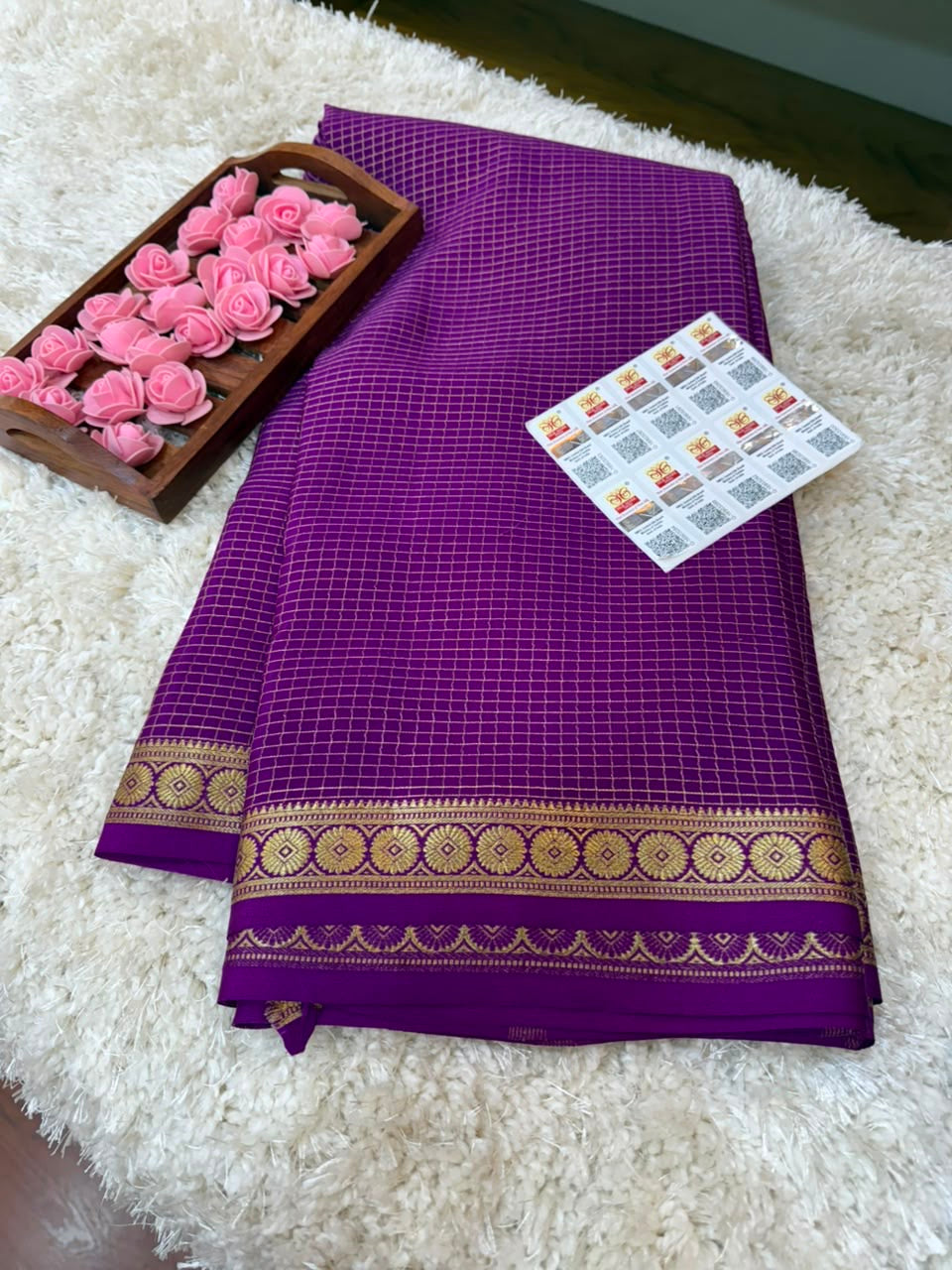 Mysore silk sarees self checks pattern