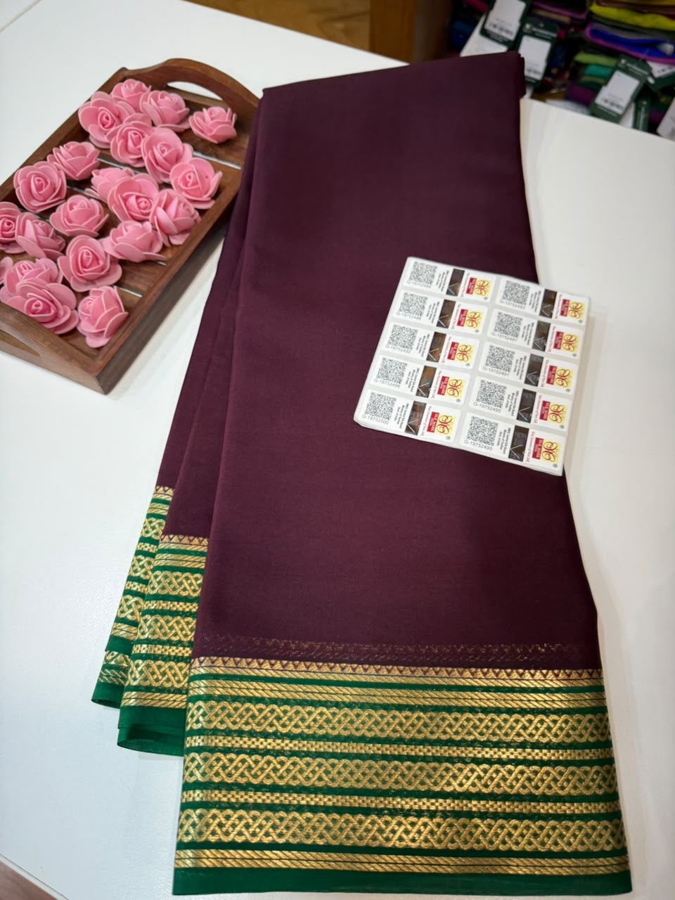 Mysore silk sarees light weight pattern