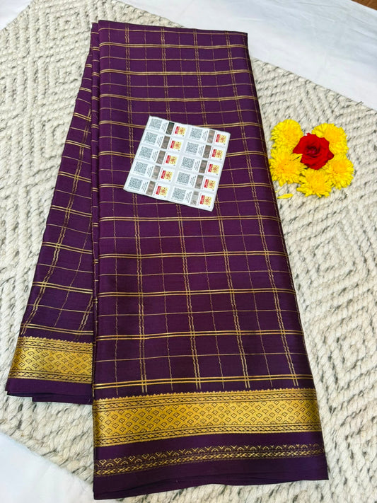 Mysore silk sarees checks pattern